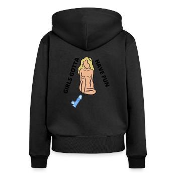 Filles drôles - Sweat à capuche zippé Premium bio Femme - noir - Dos - Julia (174cm)