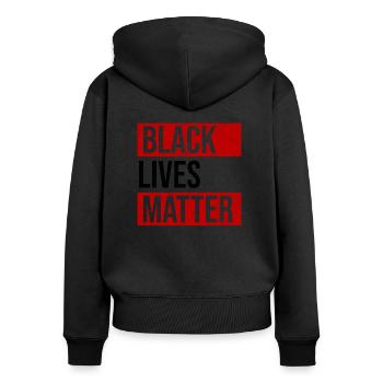 Black Lives Matter - Sweat à capuche zippé Premium bio Femme - noir - Dos - Julia (174cm)