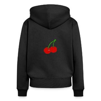 Cherries drawing for kids - gift idea - Women's Premium Organic Zip Hoodie - black - Back - Julia (174cm)