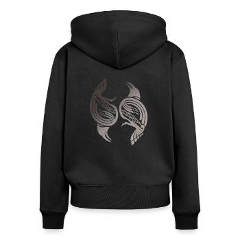 Huginn und Muninn Odins Raben Wikinger Geschenk - Frauen Premium Bio Zip Hoodie - Schwarz - Hinten - Julia (174cm)