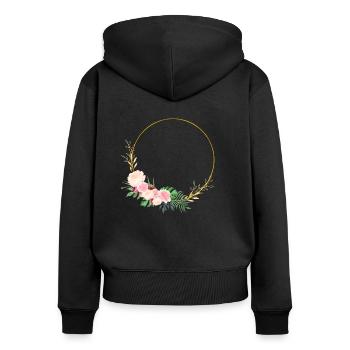 fresh flower circle - Women's Premium Organic Zip Hoodie - black - Back - Julia (174cm)