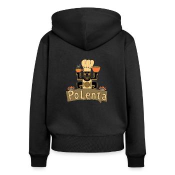 POLENTA - Frauen Premium Bio Zip Hoodie - Schwarz - Hinten - Julia (174cm)