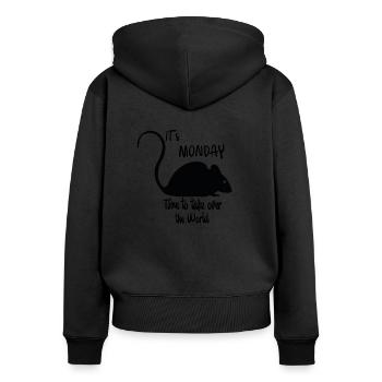 Maus - Frauen Premium Bio Zip Hoodie - Schwarz - Hinten - Julia (174cm)