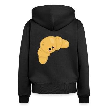 Croissant - Sweat à capuche zippé Premium bio Femme - noir - Dos - Julia (174cm)
