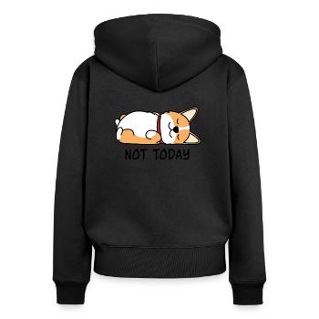 Chien paresseux endormi - Sweat à capuche zippé Premium bio Femme - noir - Dos - Julia (174cm)