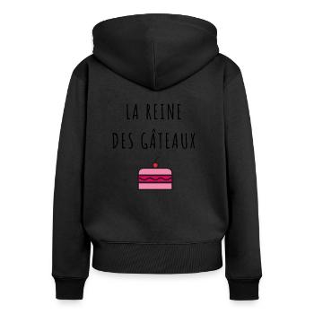 La reine des gateaux - Sweat à capuche zippé Premium bio Femme - noir - Dos - Julia (174cm)