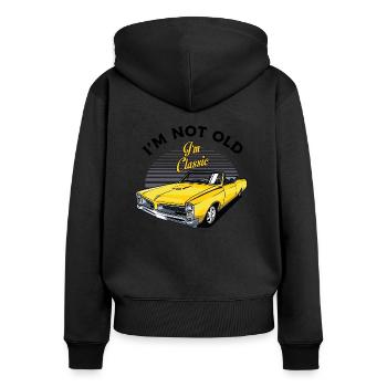 Old school vintage classic vintage car - Women's Premium Organic Zip Hoodie - black - Back - Julia (174cm)