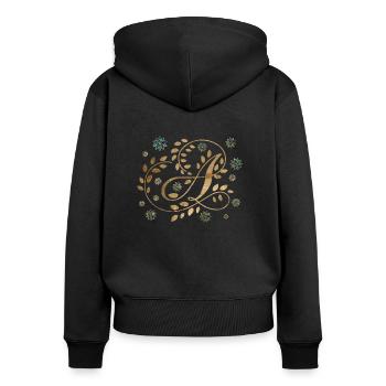 Luxuriöses goldenes Kalligraphiemonogramm mit Buchstabe A. - Frauen Premium Bio Zip Hoodie - Schwarz - Hinten - Julia (174cm)