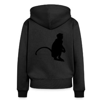 Singe curieux - Sweat à capuche zippé Premium bio Femme - noir - Dos - Julia (174cm)