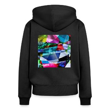 Kaléidoscope polygonal - Sweat à capuche zippé Premium bio Femme - noir - Dos - Julia (174cm)