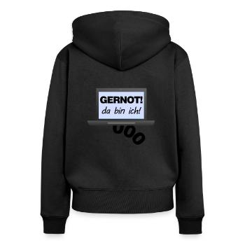 Blümel - Frauen Premium Bio Zip Hoodie - Schwarz - Hinten - Julia (174cm)