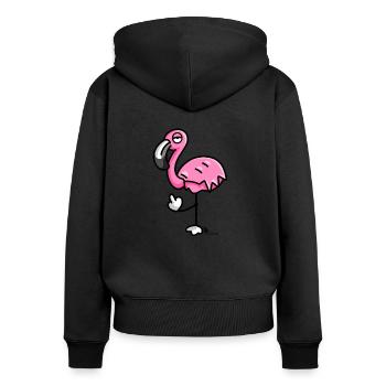 Flamingo montre des doigts puants - Sweat à capuche zippé Premium bio Femme - noir - Dos - Julia (174cm)