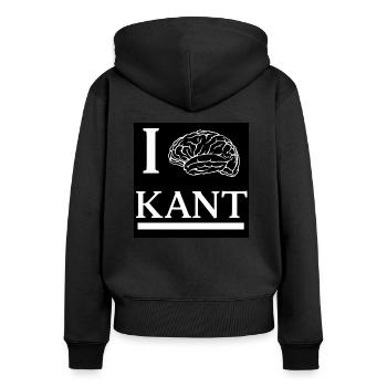 Kant - Frauen Premium Bio Zip Hoodie - Schwarz - Hinten - Julia (174cm)