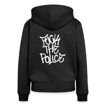 fuck the police - Women's Premium Organic Zip Hoodie - black - Back - Julia (174cm)
