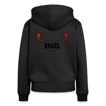 Engel - Frauen Premium Bio Zip Hoodie - Schwarz - Hinten - Julia (174cm)