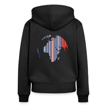 Changement climatique - Réchauffement des rayures - Terre - Sweat à capuche zippé Premium bio Femme - noir - Dos - Julia (174cm)