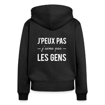 Ich kann nicht Ich mag keine Menschen - Frauen Premium Bio Zip Hoodie - Schwarz - Hinten - Julia (174cm)