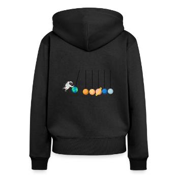 Astronaut cosmos astronomy space rocket - Women's Premium Organic Zip Hoodie - black - Back - Julia (174cm)