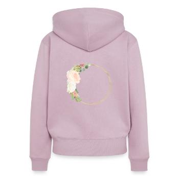 Blumen Bouquet Kreis -personalisierbar - Frauen Premium Bio Zip Hoodie - Altrosa - Hinten - Julia (174cm)