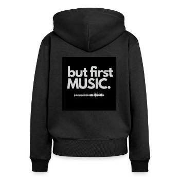 Mais première musique - Sweat à capuche zippé Premium bio Femme - noir - Dos - Julia (174cm)