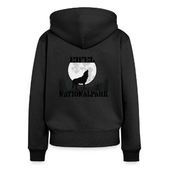 Eifel National Park Wolf, gift nature shirt - Women's Premium Organic Zip Hoodie - black - Back - Julia (174cm)