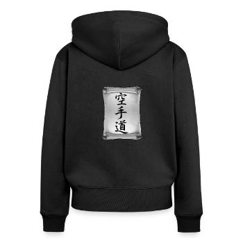 Tiamat - Kampfkunst - Karate - Frauen Premium Bio Zip Hoodie - Schwarz - Hinten - Julia (174cm)