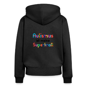 Autismus - Frauen Premium Bio Zip Hoodie - Schwarz - Hinten - Julia (174cm)