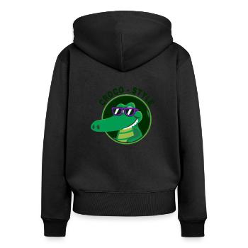Crocodile élégant et cool - Sweat à capuche zippé Premium bio Femme - noir - Dos - Julia (174cm)