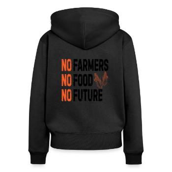 Farmer Farmer Future disant cadeau - Sweat à capuche zippé Premium bio Femme - noir - Dos - Julia (174cm)
