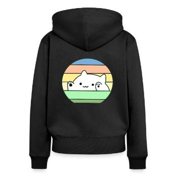 Bongo Cat 3 - Frauen Premium Bio Zip Hoodie - Schwarz - Hinten - Julia (174cm)