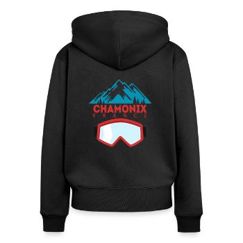 Cadeau de sports d'hiver des montagnes de Chamonix France - Sweat à capuche zippé Premium bio Femme - noir - Dos - Julia (174cm)