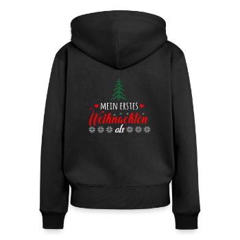 MEIN ERSTES WEIHNACHTEN ALS PERSONALISIERTES - Frauen Premium Bio Zip Hoodie - Schwarz - Hinten - Julia (174cm)