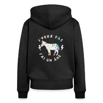 j'peux pas j'ai un âne - ane - Sweat à capuche zippé Premium bio Femme - noir - Dos - Julia (174cm)