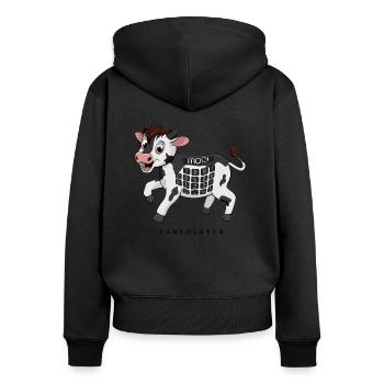 Cowculator - cow calculator - Women's Premium Organic Zip Hoodie - black - Back - Julia (174cm)