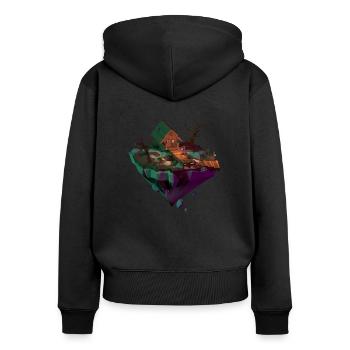 Bog hut | Low poly - Women's Premium Organic Zip Hoodie - black - Back - Julia (174cm)