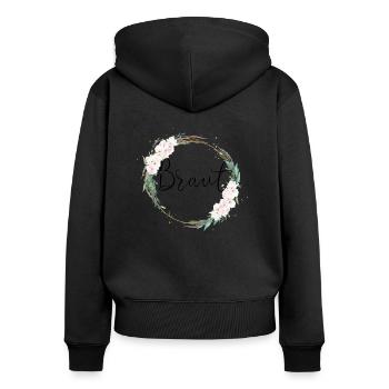 Team Braut Boho Beachy Blumen Kreis - Frauen Premium Bio Zip Hoodie - Schwarz - Hinten - Julia (174cm)