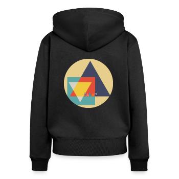 PakaP Geometrie - Frauen Premium Bio Zip Hoodie - Schwarz - Hinten - Julia (174cm)
