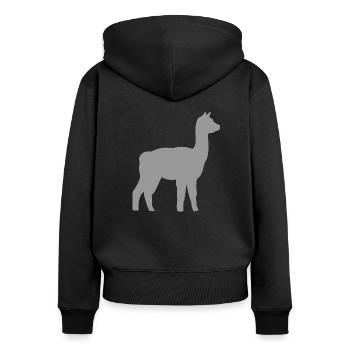 Alpaca - Frauen Premium Bio Zip Hoodie - Schwarz - Hinten - Julia (174cm)