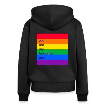 Tu es mon cadeau LGBT Gay Pride préféré - Sweat à capuche zippé Premium bio Femme - noir - Dos - Julia (174cm)