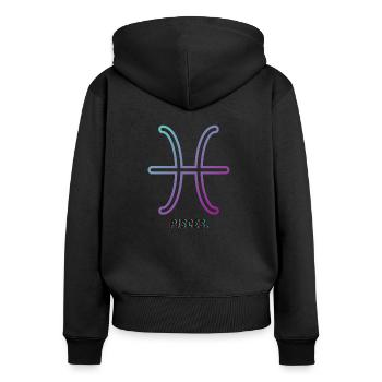 Fische Symbol Sternzeichen - Frauen Premium Bio Zip Hoodie - Schwarz - Hinten - Julia (174cm)