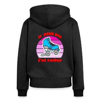 je peux pas j'ai roller - Sweat à capuche zippé Premium bio Femme - noir - Dos - Julia (174cm)
