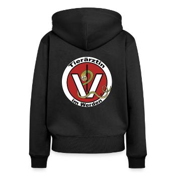 Tierärztin im Werden - Veterinär - Äskulap-Stab - Frauen Premium Bio Zip Hoodie - Schwarz - Hinten - Julia (174cm)