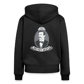 Whisky Gents | whisky - Sweat à capuche zippé Premium bio Femme - noir - Dos - Julia (174cm)