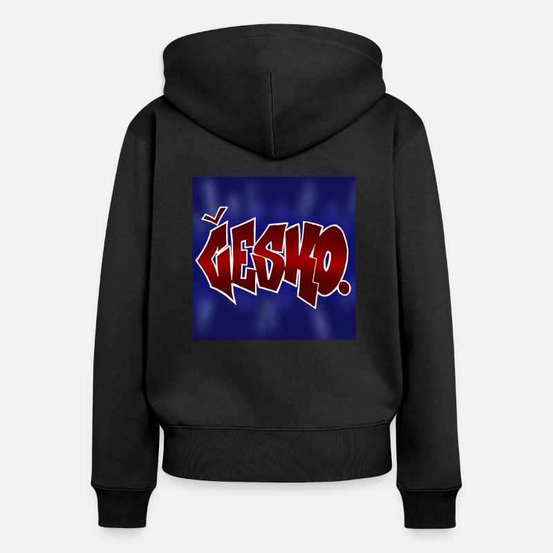 Conception de graffitis Česko - Sweat à capuche zippé Premium bio Femme - noir