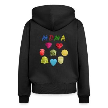 Mdma - Ecstasy - Frauen Premium Bio Zip Hoodie - Schwarz - Hinten - Julia (174cm)