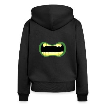 Bouche de zombie - Sweat à capuche zippé Premium bio Femme - noir - Dos - Julia (174cm)