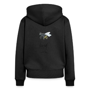 Hand-Drawn Bees Print "Bee Kind" - Women's Premium Organic Zip Hoodie - black - Back - Julia (174cm)