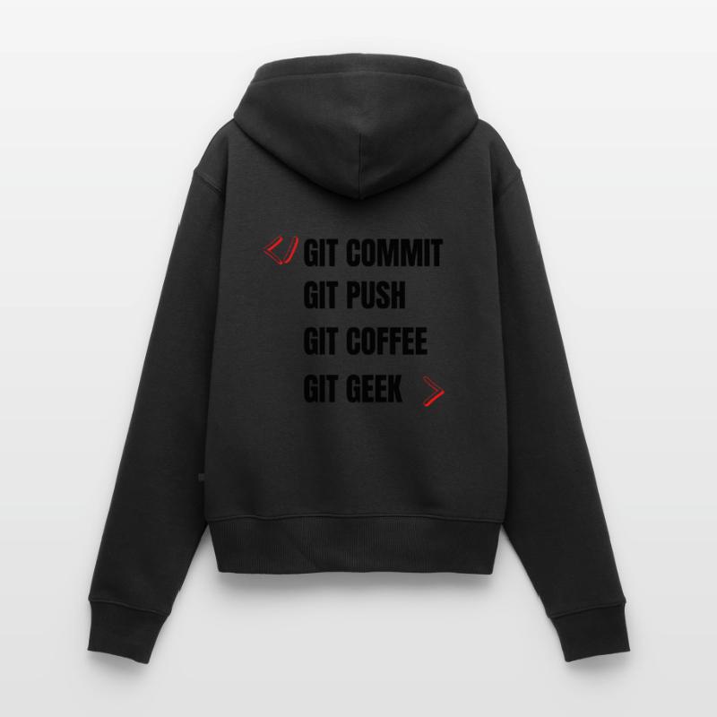 git commit git push git coffee git geek développeu Sweat à capuche zippé Premium bio Femme