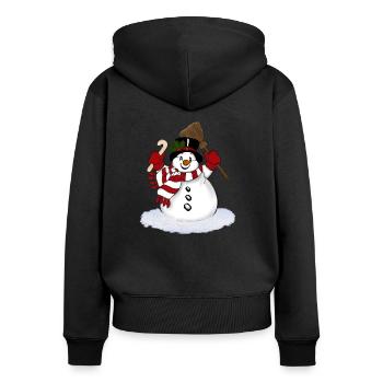 Schneemann - Frauen Premium Bio Zip Hoodie - Schwarz - Hinten - Julia (174cm)