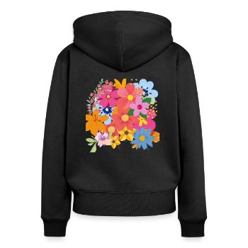 Spring flower bouquet - Women's Premium Organic Zip Hoodie - black - Back - Julia (174cm)